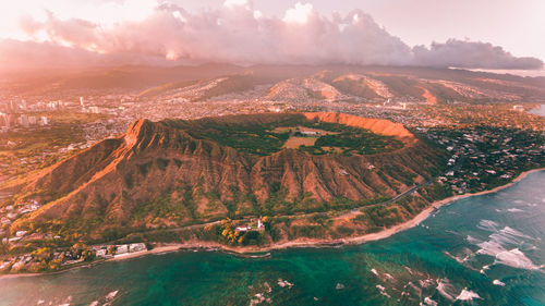 High angle view of landscape against sky