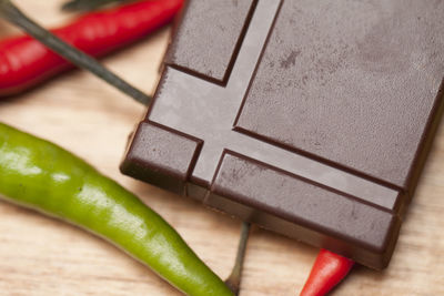 Close-up of chili and chocolate