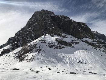 Landscape of mountain snow and valley