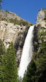 Scenic view of waterfall against sky