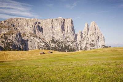 Seiser alm is a dolomite plateau and the largest high-altitude alpine meadow in europe