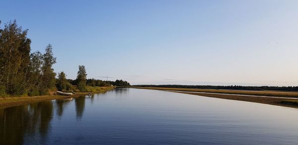 Scenic view of lake against clear sky