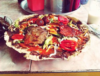 Close-up of food on table