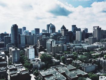 High angle view of cityscape against sky