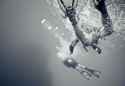 Reflection of woman in water