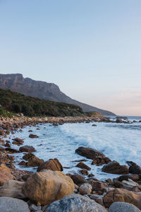 Scenic view of sea against clear sky