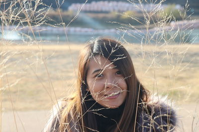 Close-up portrait of a young woman