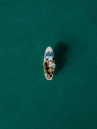 High angle view of ship in sea