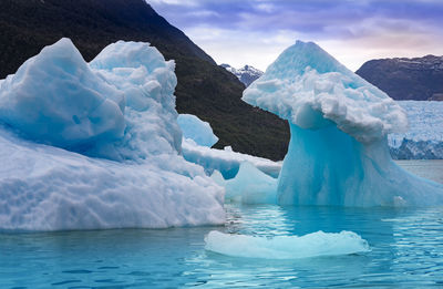 Scenic view of frozen lake against sky