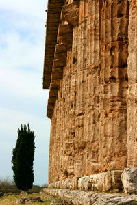 Low angle view of old building against sky