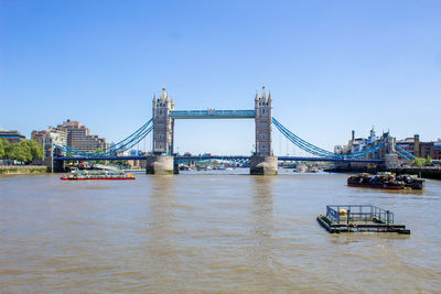 Suspension bridge over river