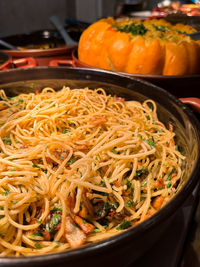 High angle view of noodles in plate