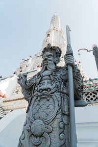 Low angle view of statue against clear sky