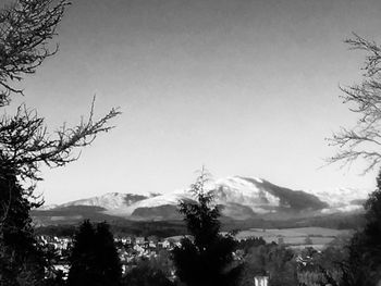 Scenic view of mountains against clear sky