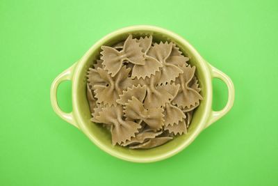 High angle view of pasta in bowl