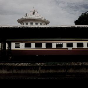 Train on railway station platform