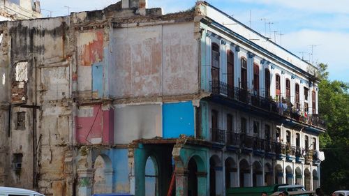 Low angle view of old ruin buildings