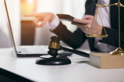Man using laptop on table