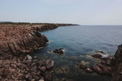 Scenic view of sea against clear sky