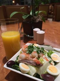 Close-up of breakfast served on table