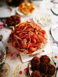 Close-up of food in plate on table