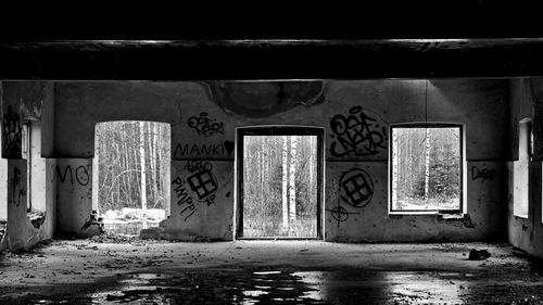 Graffiti on wall of abandoned building