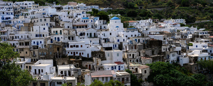 High angle view of buildings in town