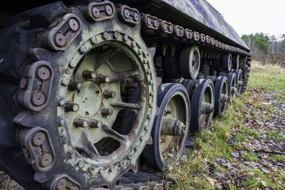 Old abandoned truck on field