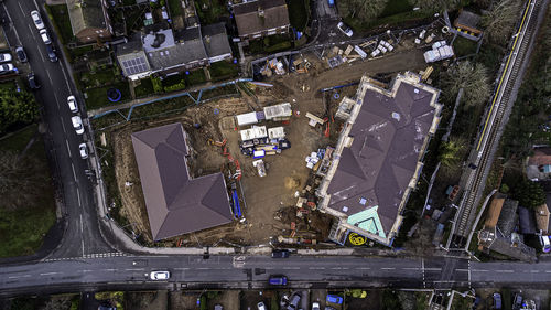 High angle view of city street