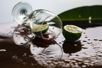 Close-up of drink in glass on table