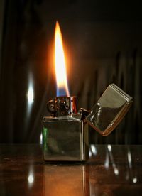 Close-up of illuminated candles