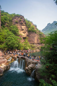 Scenic view of waterfall