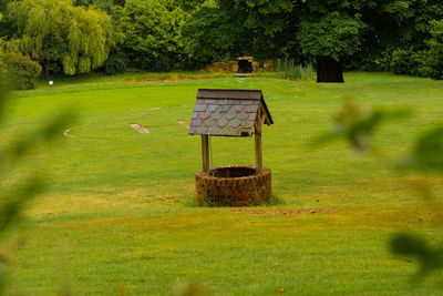 Empty bench in park