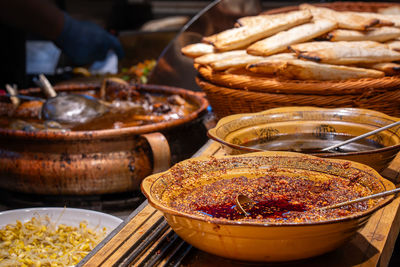 High angle view of food on table