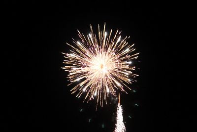 Low angle view of firework display at night