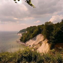 Scenic view of sea against cloudy sky