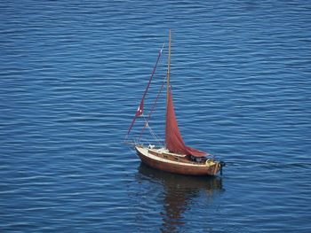 Boat moored in lake