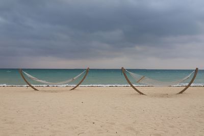 Scenic view of beach against sky