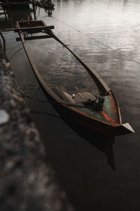 High angle view of boat in lake