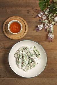 High angle view of meal served in bowl