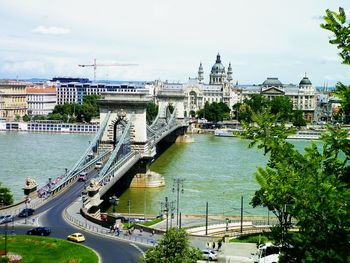 Bridge over river in city