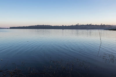 Scenic view of lake against clear sky