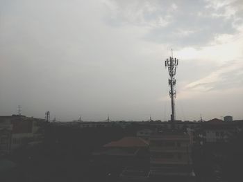 High angle view of buildings against sky