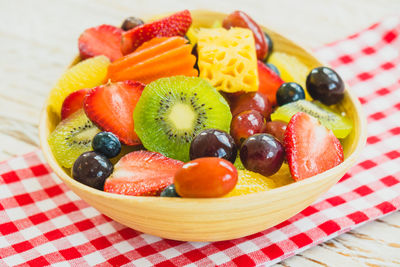 Close-up of fruit salad in bowl