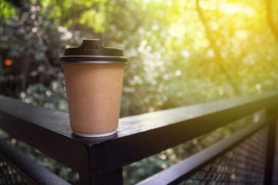 Close-up of coffee cup on table