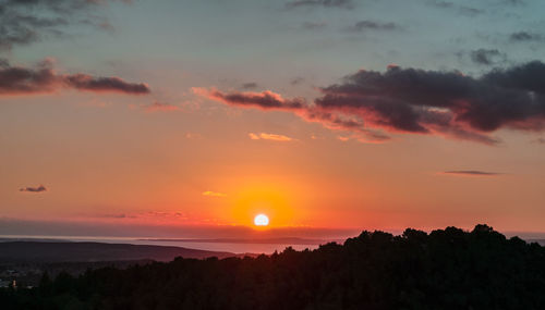 Scenic view of sunset over mountains