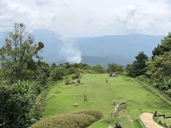 High angle view of landscape against sky