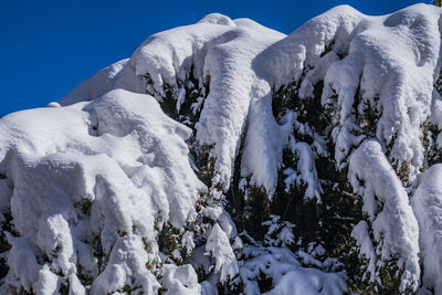 Low angle view of snowcapped mountain against sky