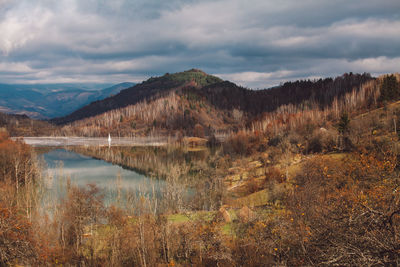 Scenic view of lake against sky