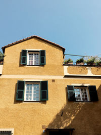 Low angle view of building against clear sky